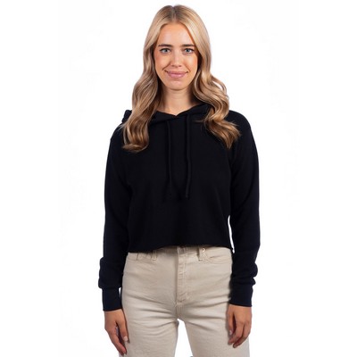 Next Level® Women's Laguna Sueded Raw Edge Crop Hoodie Sweatshirt